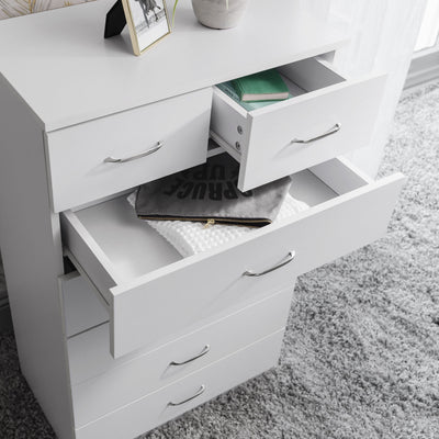 7 Drawer Tall Chest of Drawers in White - Laura James
