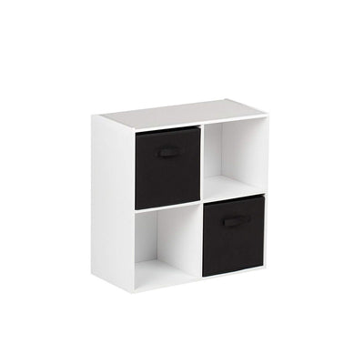 Wooden 4 Cube Storage Unit (Black Baskets) - Laura James