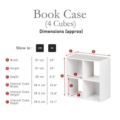 Wooden 4 Cube Storage Unit (Black Baskets) - Laura James