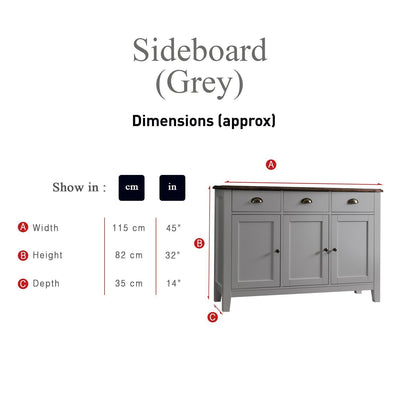 Chatsworth Sideboard in Grey - Laura James